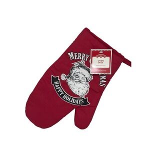 NWT Festive Holiday Time Red Santa Claus Oven Mitt 7x11 Christmas Kitchen Decor